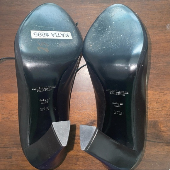 Ralph Lauren Purple Label Sz 37 Katia Leather Lace Up Oxford Heels Italy Made - Picture 11 of 15